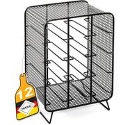 HAKU Casiers à Bouteilles Noir 12 Bouteilles, casier à vin en métal Aspect perforé - Dimensions : L 30 x H 46 x P 24 cm, Style : Art déco