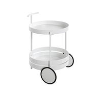 HAKU Chariot de Cuisine Rond en métal laqué Blanc Mat avec 2 Plateaux, desserte à roulettes, H 62 × Ø 42 cm, Style Moderne