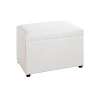 HAKU coffre de rangement blanc, tissu synthétique aspect cuir, MDF - Dim.: L 58 cm x H 42 cm x P 39 cm, Style: Modern