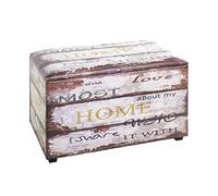 HAKU Coffre de rangement motif, tissu synthétique aspect cuir, MDF, 65×40×42 cm, style industriel