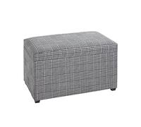 HAKU coffre de rangement noir, blanc, MDF, recouvrement tissu - Dim.: L 65 cm x H 42 cm x P 40 cm, Style: Bohemian