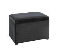 HAKU coffre de rangement noir, MDF, tissu textile velours côtelé - Dim.: L 58 cm x H 42 cm x P 39 cm, Style: Modern
