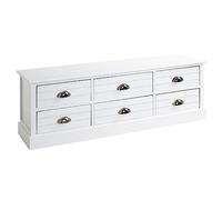 HAKU Commode Blanc, Bois Massif, MDF - Dim.: L 115 cm x H 40 cm x P 30 cm, Style: Coastal Furniture