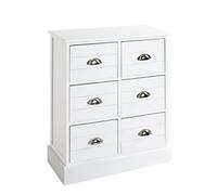 HAKU Möbel Commode Blanc – Bois massif & MDF – 60 x 75 x 30 cm – Style côtier