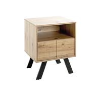 HAKU Console chêne Clair, Noir, MDF, Métal - Dim.: L 45 x H 60 x P 40 cm, Style: Moderne