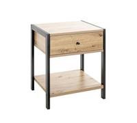 HAKU Console chêne Clair, Noir, MDF, Métal - Dim.: L 48 x H 60 x P 43 cm, Style: Moderne