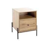 HAKU Console, Console de Nuit chêne Clair, Noir, MDF, Métal - Dim.: L 45 x H 60 x P 47 cm, Style: Moderne