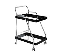 HAKU desserte chromé, Noir, métal, Miroir - Dim.: L 62 cm x H 84 cm x P 46 cm, Style: Modern