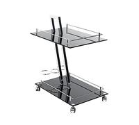 HAKU desserte chromé, Noir, métal, Verre trempé 8 mm - Dim.: L 40 cm x H 72 cm x P 60 cm, Style: Modern