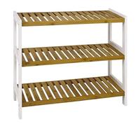 HAKU Étagère chaussures Stacy 3 niveaux Bambou/MDF Nature Blanc 70×55×26 cm style scandinave