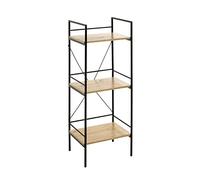 HAKU Étagère chêne Clair, Noir, MDF, Métal - Dim.: L 34 x H 96 x P 27 cm, Style: Moderne