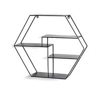 HAKU étagère Murale Noir, métal - Dim.: L 61 cm x H 54 cm x P 16 cm, Style: Modern