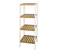 HAKU étagère Nature, Blanc, Bambou, MDF - Dim.: L 35 cm x H 112 cm x P 33 cm, Style: Scandinavian