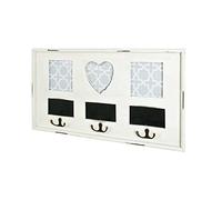 HAKU garderobe murale blanc antique, bois massif, MDF - Dim.: L 49 cm x H 26 cm x P 3 cm, Style: Industrial