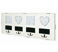 HAKU garderobe Murale Blanc Antique, Bois Massif, MDF - Dim.: L 63 cm x H 26 cm x P 3 cm, Style: Industrial
