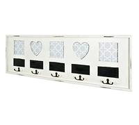 HAKU Porte-manteau mural Blanc antique Bois massif MDF L77×H26×P3 cm Style industriel