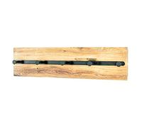 HAKU Möbel – Patère murale en chêne huilé noir, bois massif et métal, style moderne, 60×15×6 cm