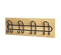 HAKU garderobe Murale chêne huilé, Noir, Bois Massif, métal - Dim.: L 60 cm x H 20 cm x P 10 cm, Style: Modern