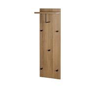 HAKU garderobe murale chêne, noir, MDF, métal - Dim.: L 30 cm x H 100 cm x P 20 cm, Style: Modern