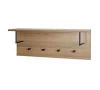 HAKU garderobe Murale chêne, Noir, MDF, métal - Dim.: L 80 cm x H 30 cm x P 20 cm, Style: Modern