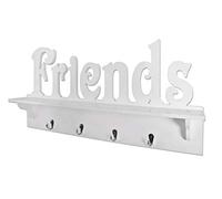 HAKU garderobe Murale chromé, Blanc, MDF - Dim.: L 60 cm x H 30 cm x P 9 cm, Style: Modern