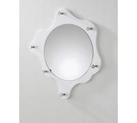 HAKU – Porte-manteau mural chromé, blanc, MDF, métal, miroir, P 5 cm x Ø 56 cm, style moderne