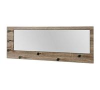 HAKU garderobe Murale chromé, chêne Truffe, MDF, métal, Miroir - Dim.: L 80 cm x H 30 cm x P 6 cm, Style: Modern