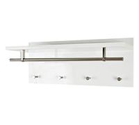 HAKU garderobe murale optique inox, blanc, MDF - Dim.: L 75 cm x H 30 cm x P 26 cm, Style: Modern