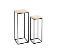 Haku Möbel Lot de 2 Porte Plantes chêne, Noir, MDF, métal - Dim.: L 19/23 cm x H 54/67 cm x P 19/23 cm, Style: Modern