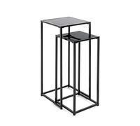 HAKU Lot de 2 Porte Plantes Noir, métal, Verre trempé - Dim.: L 25/30 cm x H 60/70 cm x P 25/30 cm, Style: Modern