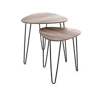 HAKU Möbel – Lot de 2 tables d'appoint Lamy chêne et noir MDF métal L 40/48 x H 43/48 x P 40/48 cm