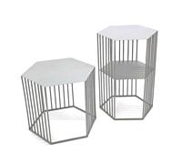 HAKU Lot de 2 Tables d'appoint en métal Gris Froid, Petites Tables Basses - Dimensions : L 38/42 x H 55/45 x P 33/37 cm Style : Moderne