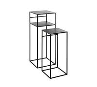 HAKU Lot de 2 Tables d'appoint en métal Noir, Petites Tables Basses - Dimensions : L 26/30 x H 63/85 x P 26/30 cm Style : Moderne