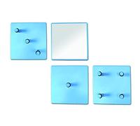 HAKU Lot de patères Bleu, métal, Miroir - Dim.: L 15 cm x H 15 cm x P 6 cm, Style: Modern