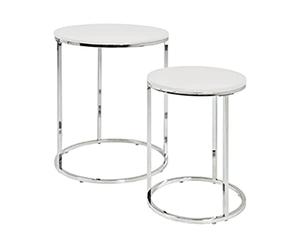 Haku Möbel 33384 Lot de 2 Tables Basse Acier/MDF Chromé-Blanc 50 cm