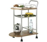 Haku möbel 40027 chariot de cuisine tube d'acier aluminium/hêtre G