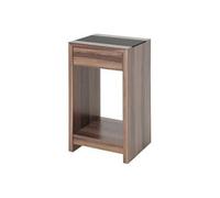 HAKU Möbel Table d'appoint Noyer, MDF, Verre trempé - Dim.: L 42 cm x H 74 cm x P 40 cm, Style: Modern