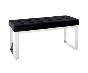 HAKU Möbel Banc Acier INOX, Noir, INOX, Tissu en Velours - Dim.: L 100 cm x H 48 cm x P 41 cm, Style: Art Deco