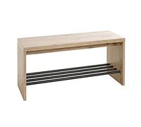 HAKU Banc Möbel chêne clair noir MDF métal L 80×H 40×P 30 cm Style moderne