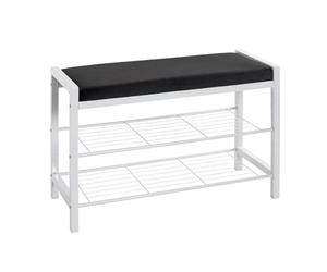 Haku Möbel Banc Noir, Blanc, métal, Tissu en Velours - Dim.: L 75 cm x H 50 cm x P 32 cm, Style: Modern