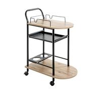 Haku Möbel Chariot de Cuisine chêne Clair, Noir, MDF, Métal - Dim.: L 65 x H 83 x P 35 cm, Style: Moderne