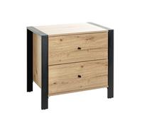 Haku Möbel Console chêne Clair, Noir, MDF, Métal - Dim.: L 60 x H 60 x P 42 cm, Style: Moderne