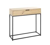 HAKU Möbel Console chêne Clair, Noir, Métal, Panneaux de Particules alvéolaires - Dim.: L 80 x H 77 x P 28 cm, Style: Moderne