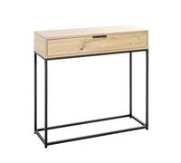 HAKU Möbel Console chêne, Noir, métal, Panneaux de Particules alvéolaires - Dim: L 77 cm x H 28 cm x P 28 cm, Style: Modern