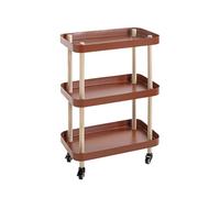 HAKU Möbel Desserte Naturel, Rouge Corail, Bois Massif, Métal - Dim.: L 50 x H 76 x P 30 cm, Style: Moderne