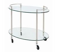 HAKU Möbel desserte Optique INOX, métal, Verre trempé 8 mm - Dim.: L 68 cm x H 63 cm x P 46 cm, Style: Contemporary