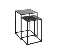 HAKU Möbel - Ensemble de 2 Tables d'Appoint, Noir, Marbre Artificiel, Métal, Dimensions : L 28/33 x H 43/50 x P 28/33 cm, Style : Art Déco