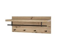 HAKU Möbel garderobe Murale chêne, Noir, MDF, métal - Dim.: L 75 cm x H 30 cm x P 26 cm, Style: Modern