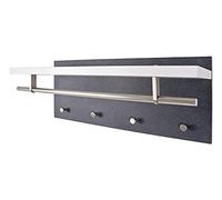 HAKU Möbel garderobe Murale Optique INOX, Optique Granit, Blanc, MDF, métal - Dim.: L 75 cm x H 30 cm x P 26 cm, Style: Modern