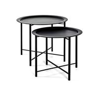 HAKU Möbel Lot de 2 Tables Basse Noir, métal - Dim.: H 44/49 cm x Ø 52/62 cm, Style: Art Deco